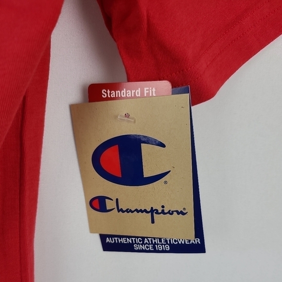 NEW Champion Red T-Shirt Tee Sz S Men's Script Logo Jersey Tee Short Sleeve. NWT - Picture 3 of 6